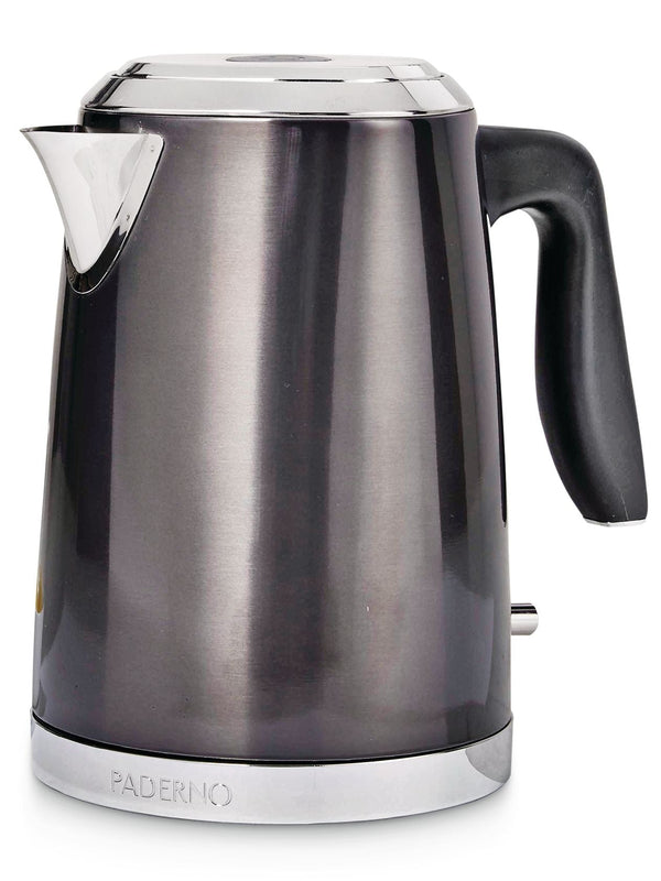 PADERNO Cordless Electric Kettle with Auto Shut Off, Black Stainless Steel, 1.7L K8
