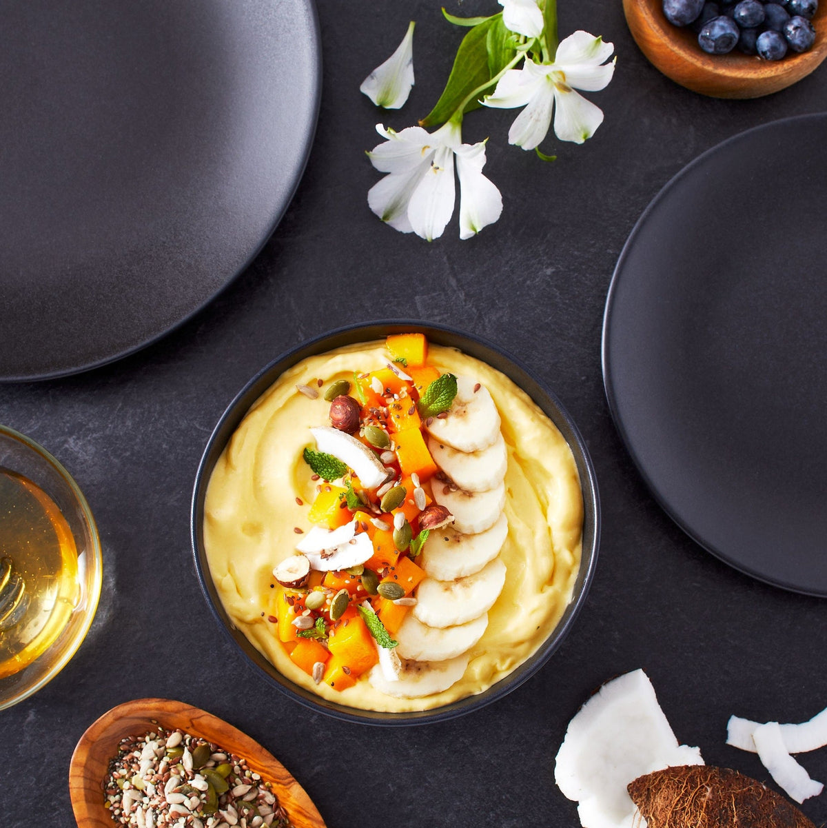 Paderno Dorset All-Purpose Stoneware Bowl, Oven Safe, 4-pk, Black Reactive