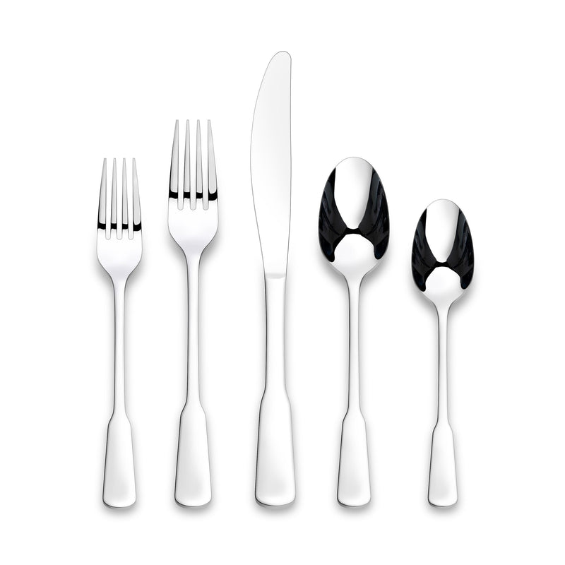 PADERNO Morell Modern Paddle Mirror Finish Stainless Steel Flatware Set, Serves, 20-pc O9