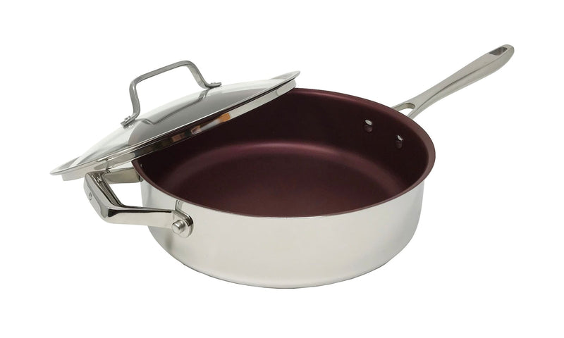 PADERNO Professional Non-Stick Clad Jumbo Cooker, Burgundy, 5-L W5