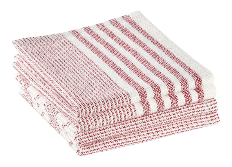 PADERNO Striped Cotton Terry Square Dish Cloths, Red, 4-pk O7
