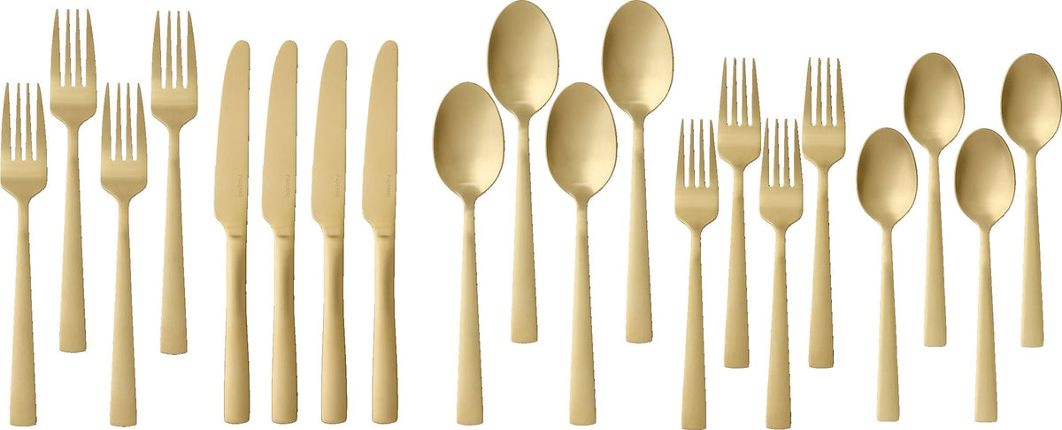 PADERNO Summerside Champagne Matte Stainless Steel Flatware Set, Serves 4, 20-pc