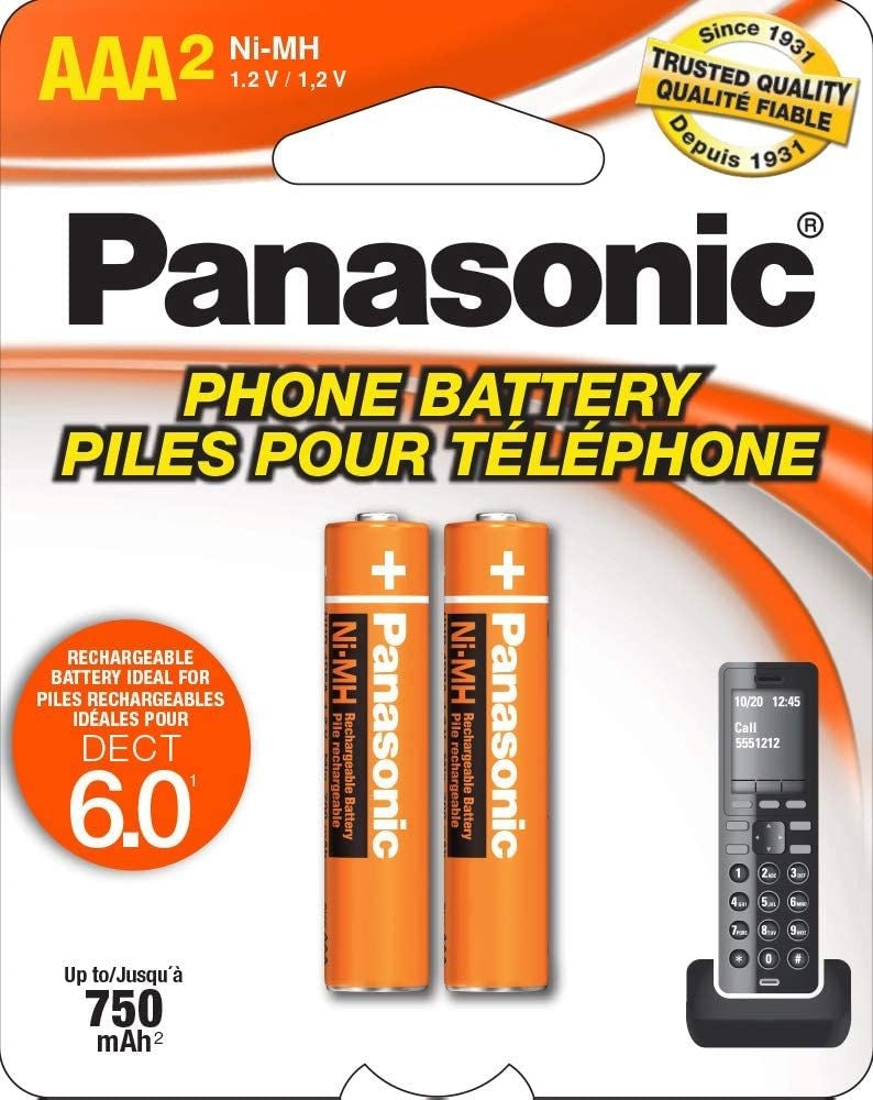 Panasonic Rechargeable AAA Battery for Cordless Phones (HHR4DPA2BA) N8