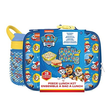 Paw Patrol Kids' Insulated Soft Lunch Bag Set with Food Container, Blue, 3-pc B5
