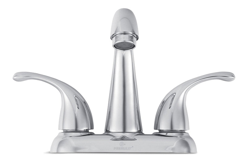 Peerless Double Handle Rigid Spout 4-in Centreset Bathroom Sink Faucet with Pop-Up Drain, Chrome C7