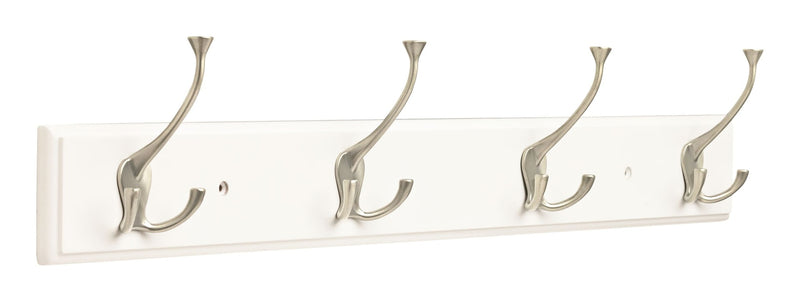 Peerless Stainless Steel 4-Tri Hook Rail, White/Silver, 27-in X1