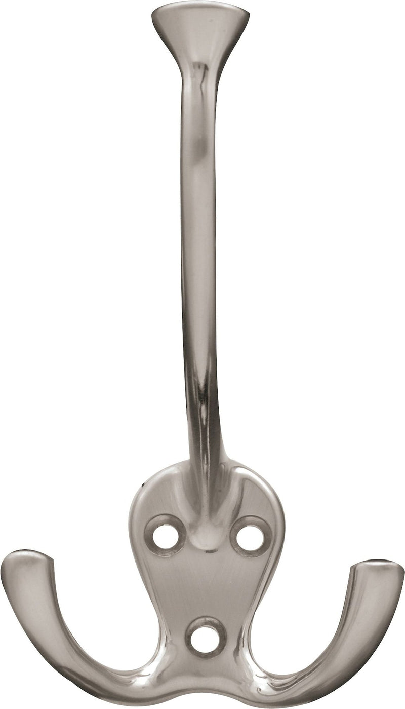 Peerless Stainless Steel Single Tri-Hooks, Satin Nickel, 3-pk B9