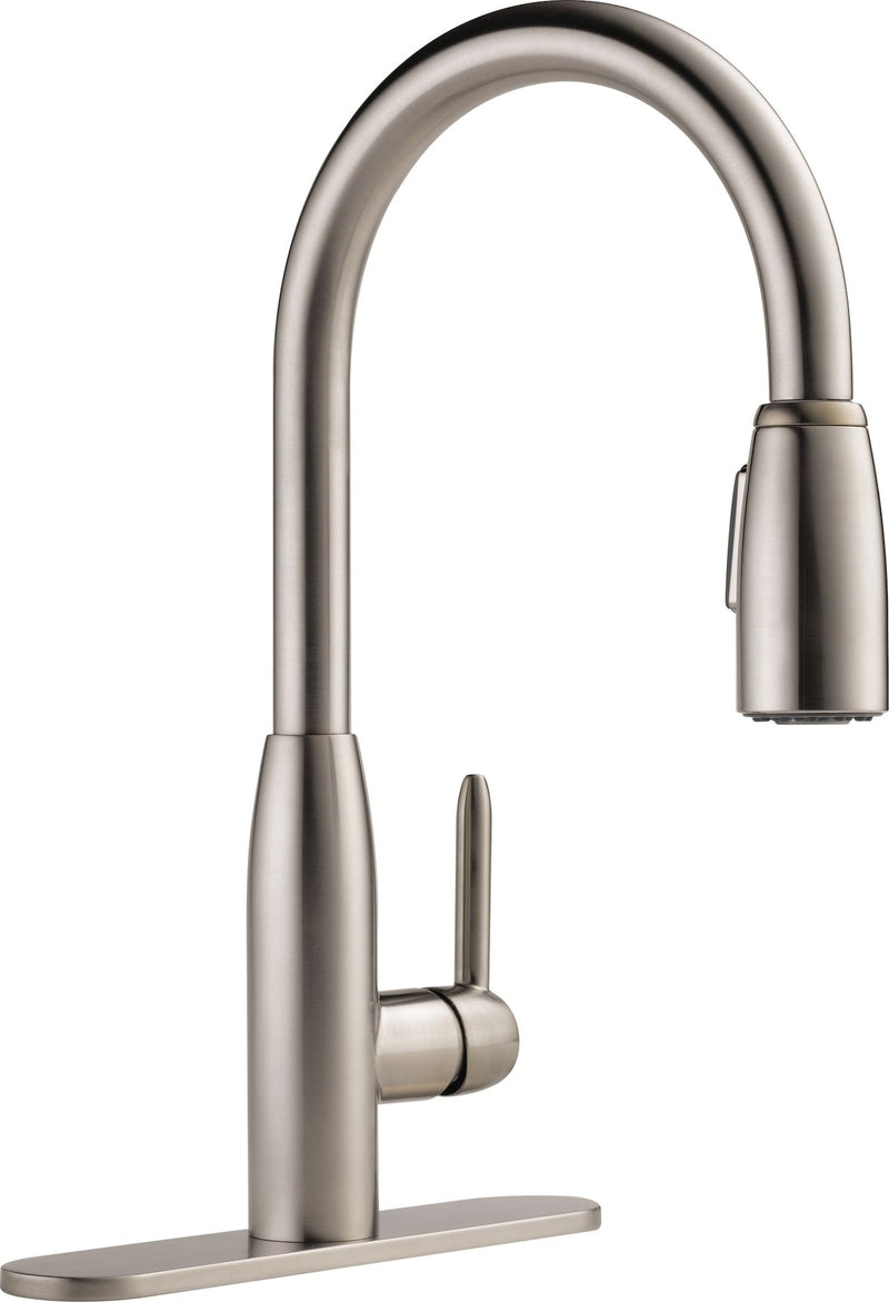 Peerless Tunbridge Single Handle High Arc Pull Down Kitchen Faucet, Stainless Steel U8