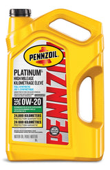 Pennzoil Platinum High Mileage 0W20 Synthetic Engine/Motor Oil, 5-L