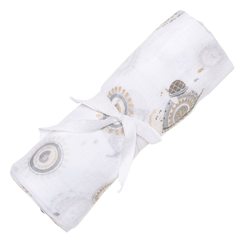 Perlimpinpin Cotton Muslin Baby Swaddle Blanket, Turtles V2