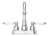 Pfister Henlow Double Handle High Arc 4-in Centreset Bathroom Sink Faucet, Push & Seal Drain, Polished Chrome
