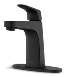 Pfister Matlock Single Handle High Arc Single Hole 4-in Centreset Bathroom Sink Faucet, Push & Seal Drain, Matte Black N0