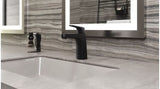 Pfister Matlock Single Handle High Arc Single Hole 4-in Centreset Bathroom Sink Faucet, Push & Seal Drain, Matte Black