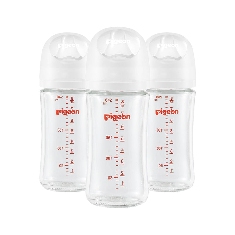 Pigeon Glass Bottle with Silicone Nipple (M), 8-oz, 3 Months+, 3-pk L2