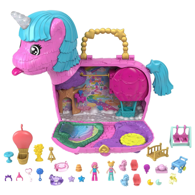 Polly Pocket 35th Celebration Unicorn Partyland Playset, Includes 2 Micro Dolls, Pets & 25+ Surprise Accessories, Kids Ages 3+ D1