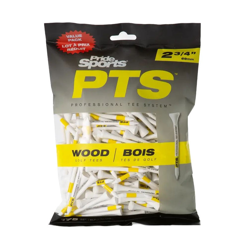 Pride Professional Tee System ProLength Wood Golf Tee, 2-3/4-in Yellow on White, 175-pk Z8