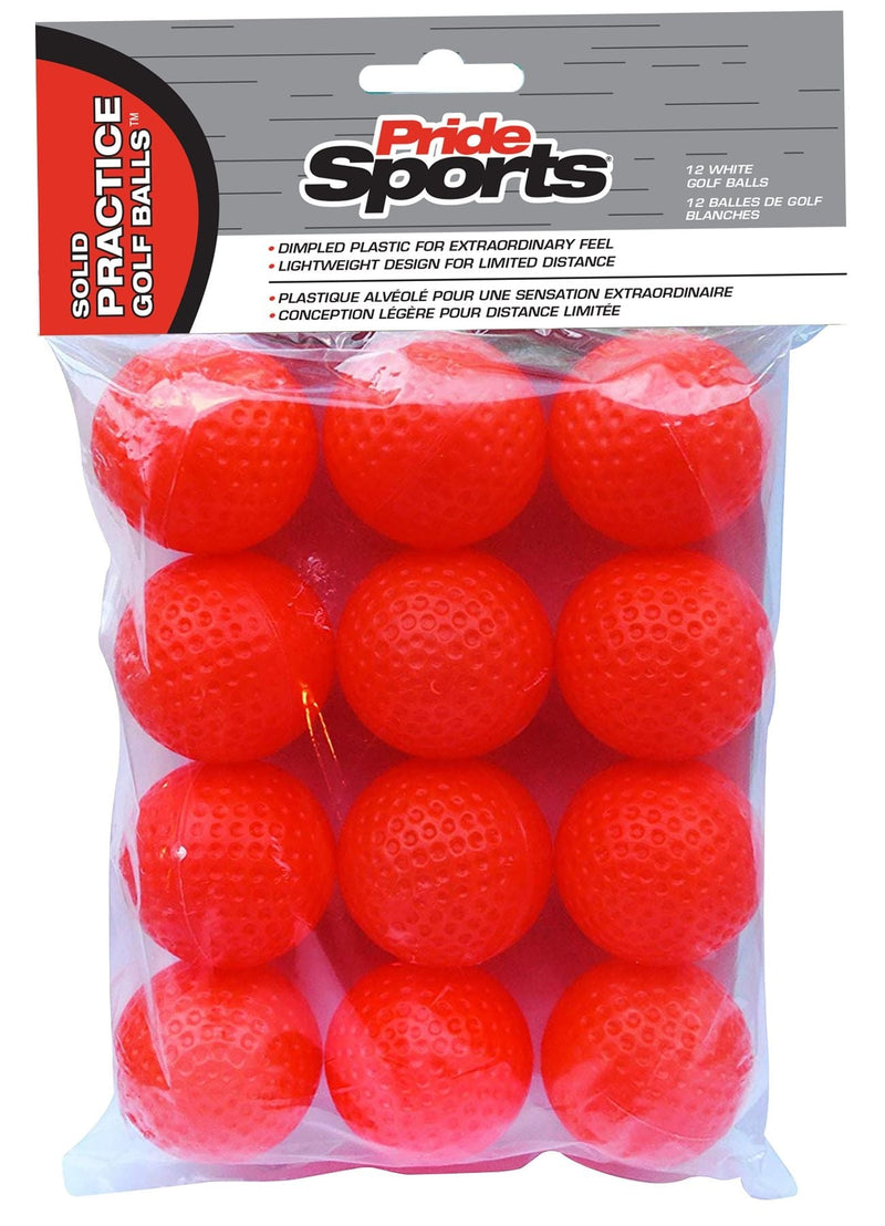 PrideSports Dimpled Plastic Practice Golf Balls, Lightweight, 12-pk, Assorted Colours P0