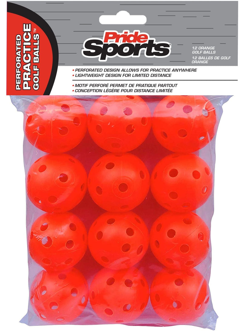 PrideSports Perforated Plastic Practice Golf Balls, Lightweight, 12-pk, Assorted Colours X0