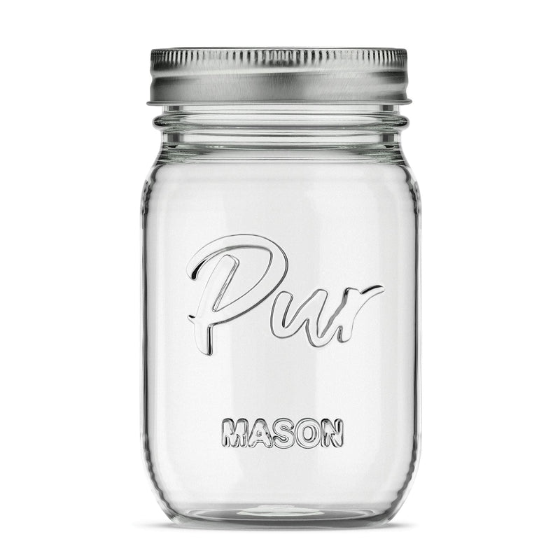 Pur Mason Regular Mouth Glass Jar with Lid & Band, 16-oz/473-mL, 12-pk K2