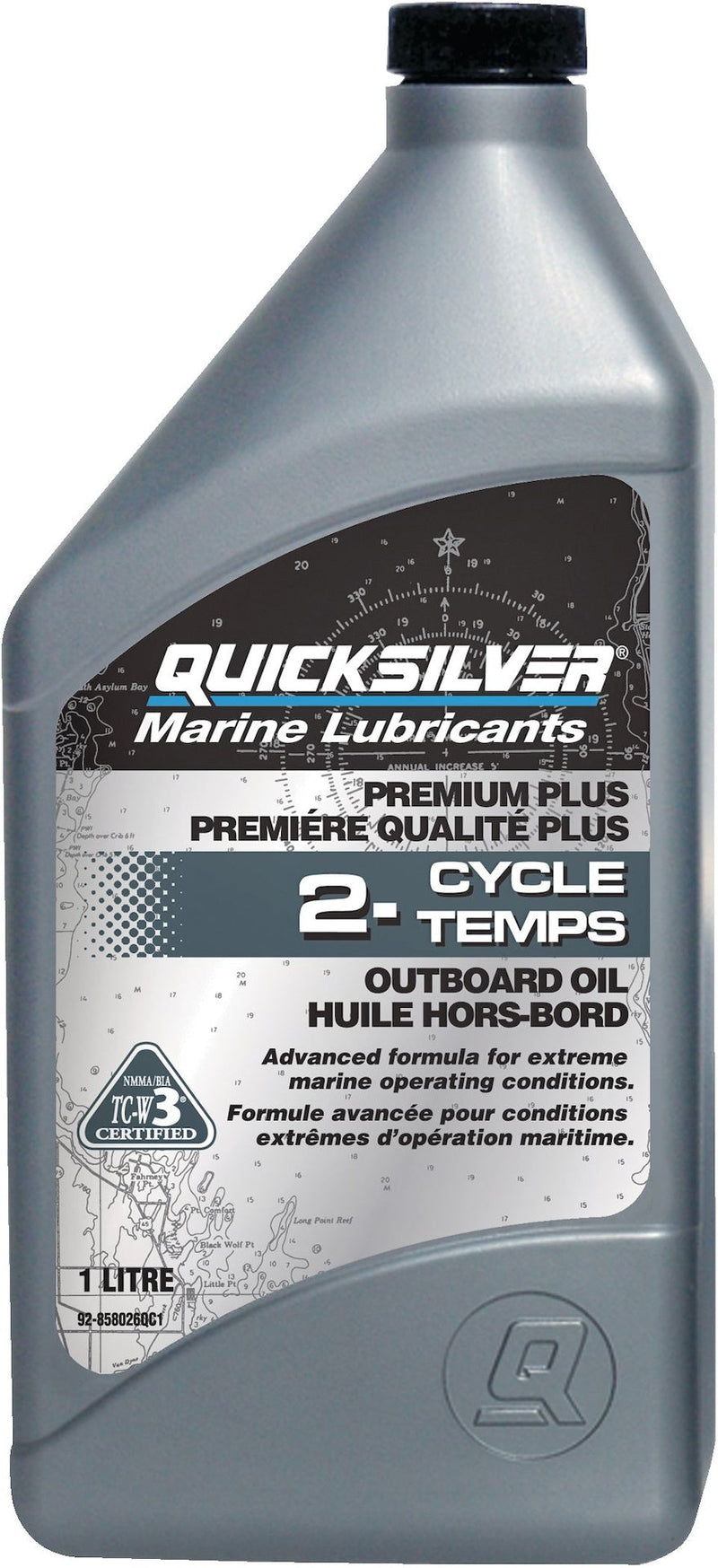 Quicksilver 2-Stroke Premium Plus Marine Outboard Oil, 1-L W0