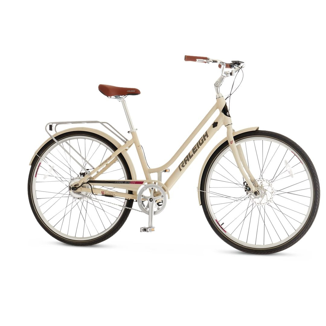Raleigh Dobson Comfort Electric Bike, Lightweight & LCD Display-Integrated, 700C Wheels, Beige