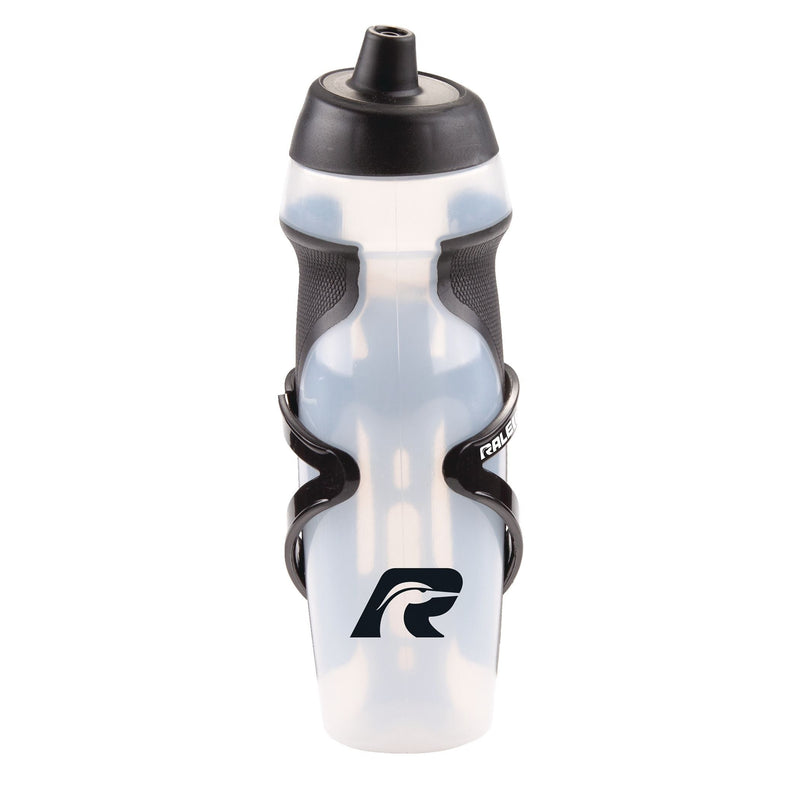 Raleigh Easy-Squeeze Bike Water Bottle withCage/Holder, Transculent, 20.2-oz Q9