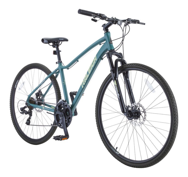 Raleigh Encounter Hybrid Bike with Alloy Disc Brakes, 700C, Teal R8