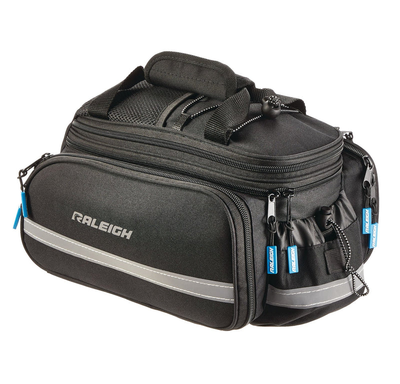 Raleigh Expandable Rack Top Bike Bag withRemovable Carry Strap & Reflective Strip, Black P6