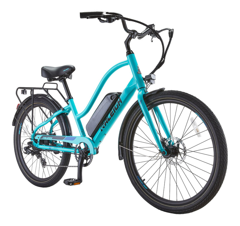 Raleigh Oceania Lightweight Electric Bicycle with Front & Rear Lights, 26-in Wheel, Blue W7