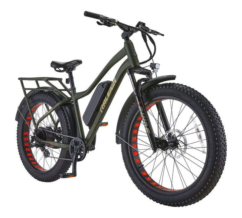 Raleigh Quanta All-Terrain Lightweight Electric Bicycle with Front & Rear Lights, 26-in Wheel, Green Y6