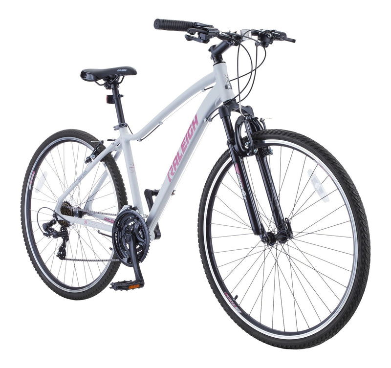 Raleigh Route Hybrid Bike with Alloy V-brakes, 700C, 21-Speed, White S7