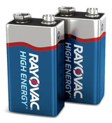 Rayovac HIGH ENERGY 9V/9 Volt Alkaline Batteries, Long Lasting, All Purpose, 4-pk