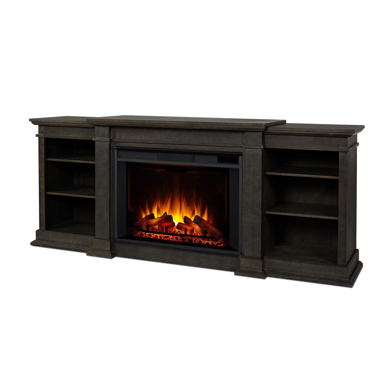 Real Flame Eliot Grand Entertainment VividFlame Electric Fireplace TV Stand, 1500W, Includes Remote Control & Firebox, Antique Grey Y9