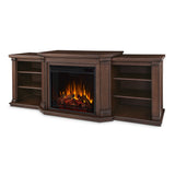 Real Flame Valmont Media Indoor Electric Fireplace TV Stand, 74-in, 1500W, Includes Remote Control & Firebox, Chestnut Oak