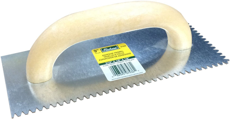 Richard Steel Flat Top V-Notch Adhesive Trowel For Ceramic Tile/Flooring, 3/16 x 1/8-in R4