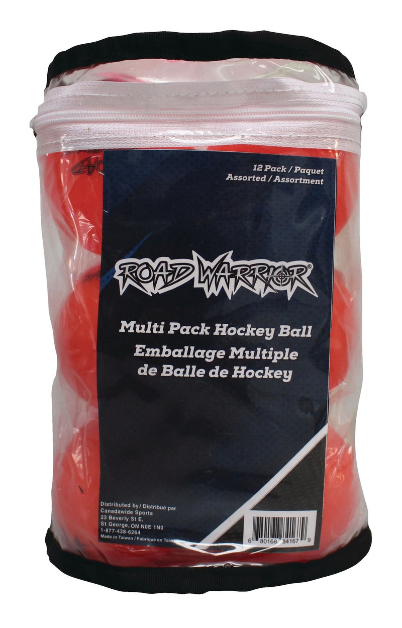 Road Warrior Street Hockey Balls, Assorted Colours, 12-pk M9