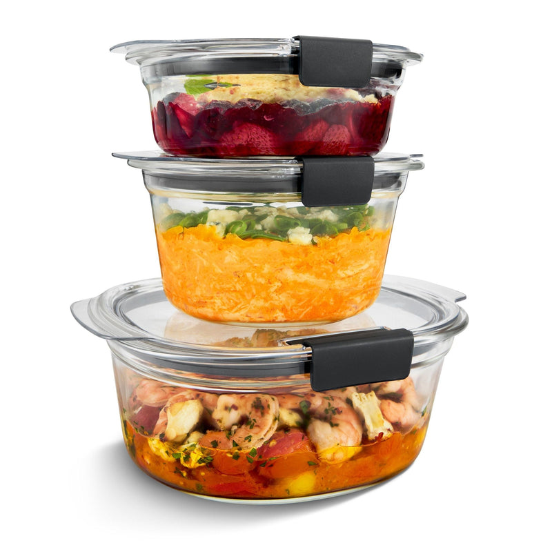 Rubbermaid Brilliance Stainshield Glass Round Food Storage Container Set, 6-pc D4