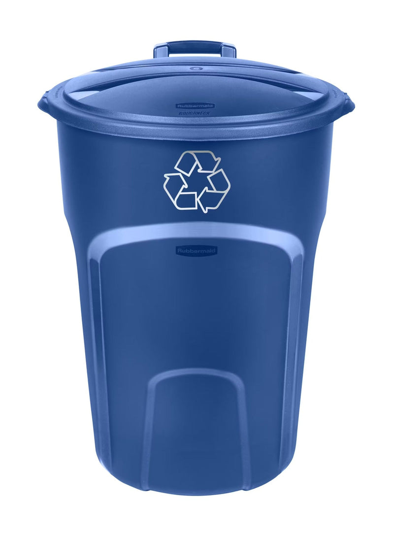 Rubbermaid Plastic Circular Wheeled Recycling Blue Box with Handle, 121-L N0