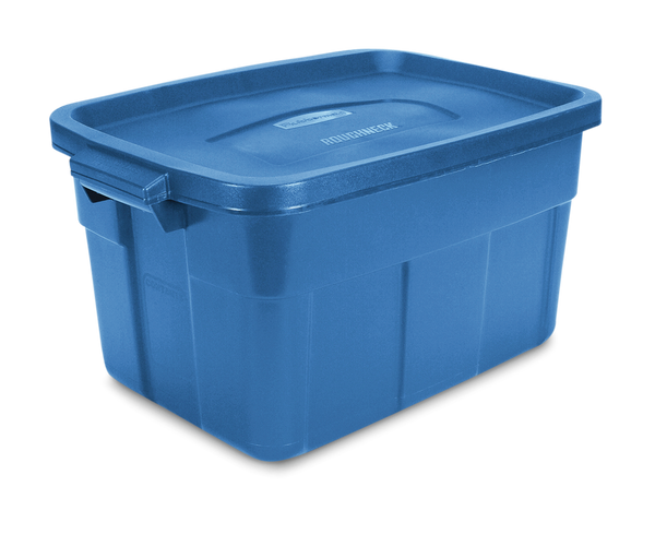 Rubbermaid Roughneck Stackable Storage Box with Lid, 53-L, Blue G6