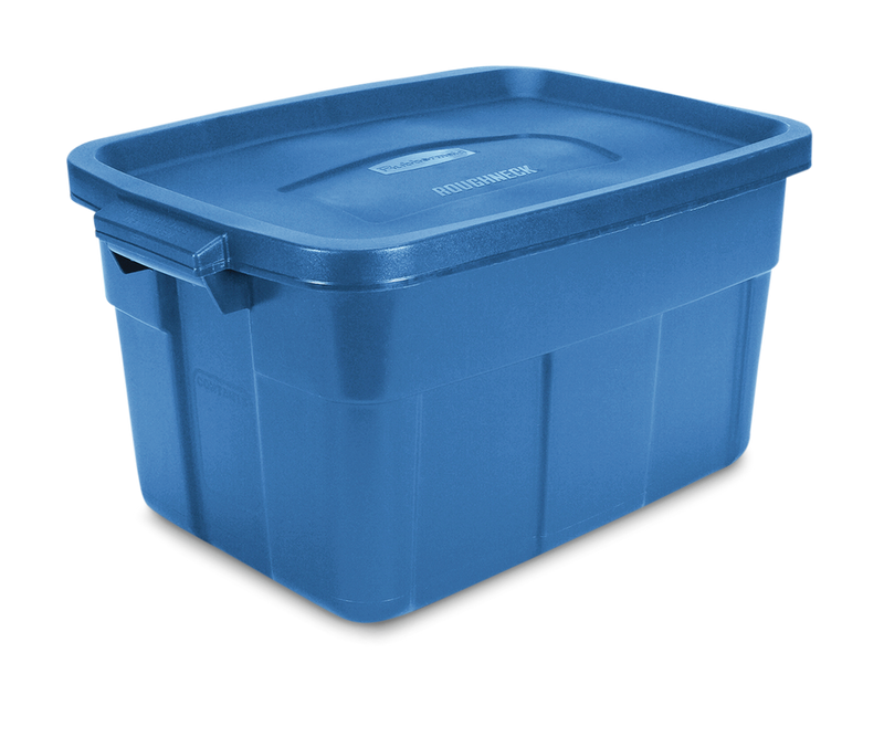 Rubbermaid Roughneck Stackable Storage Box with Lid, 53-L, Blue G6