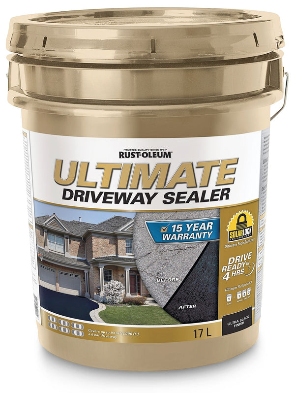 Rust-Oleum 15-Year Ultimate Asphalt Driveway Sealer, 1000 sq. ft Coverage, Ultra Black, 17-L W3