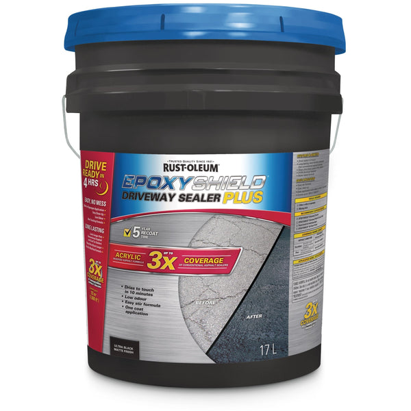 Rust-Oleum Epoxy Shield Asphalt Driveway Sealer Plus, 1000 sq. ft Coverage, Black, 17-L V1