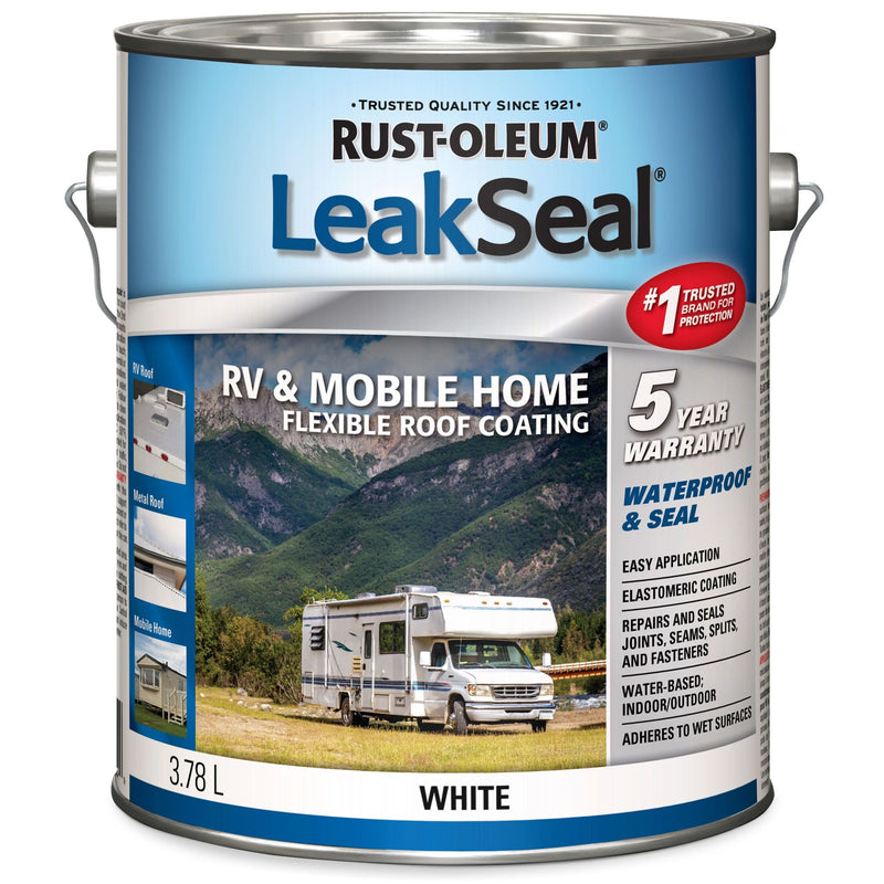 Rust-Oleum LeakSeal Waterproof Mobile Home & RV Roof Sealant / Coating, White, 3.78-L Q1
