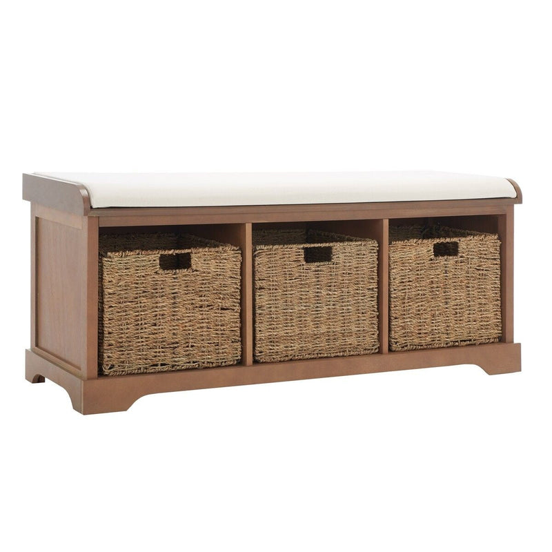 Safavieh Lonan Wicker Storage Bench, Grey Wash/White, 16.1-in x 47-in x 19.9-in A3