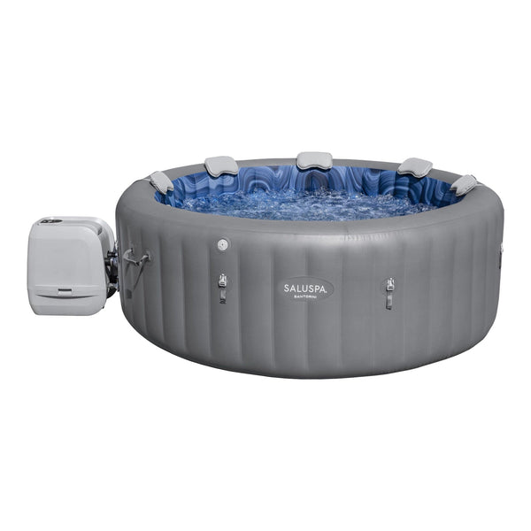Salu Spa Santorini Grey 7-Person Luxe HydroJet Pro Round Smart Spa, 85-in x 31.5-in A2