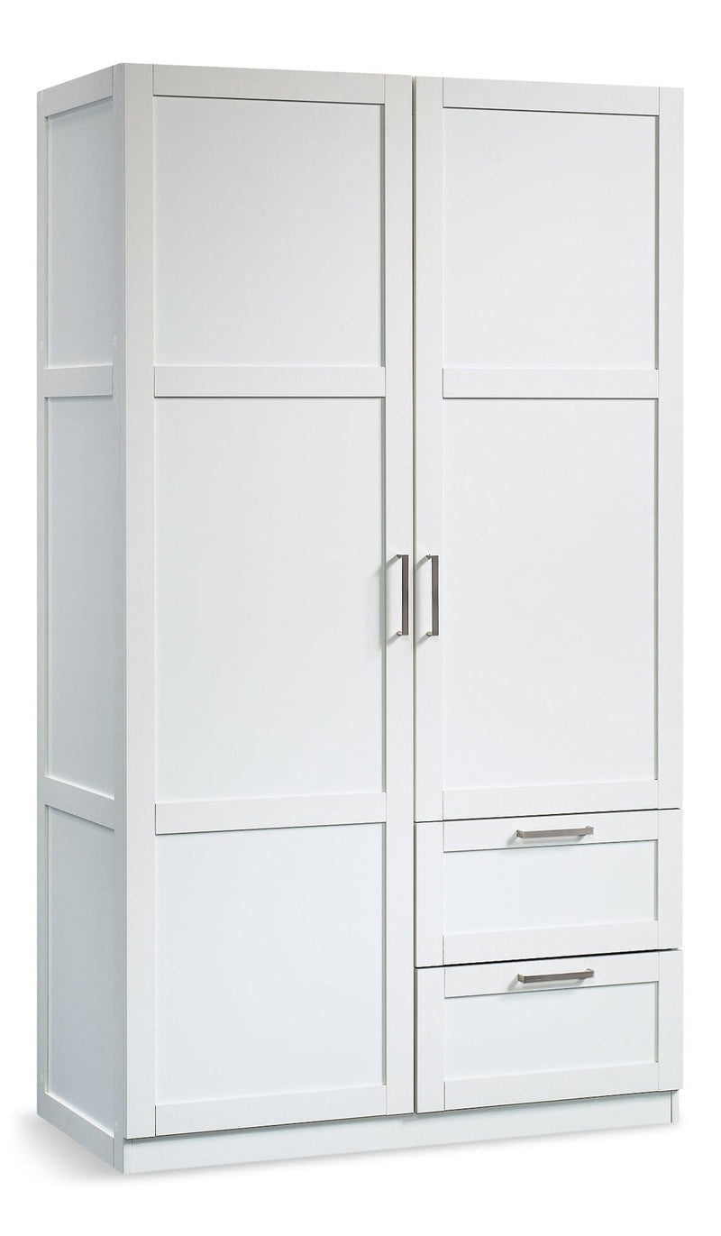 Sauder 2 Door 2 Drawer Wardrobe, White C8