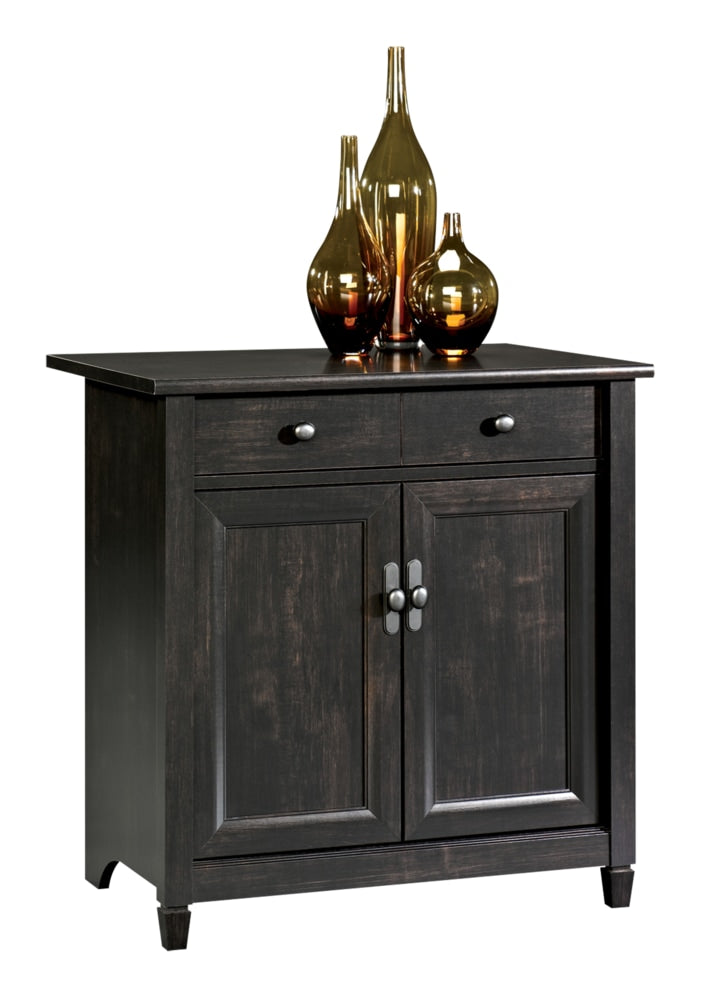 Sauder Edge Water 2-Door Storage Cabinet With Adjustable Shelf, Estate Black Finish U8