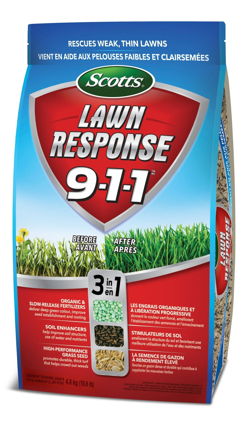 Scotts Lawn Response 3-in-1 Grass Seed & Fertilizer Mix, 9-1-1, 4.8-kg Q2