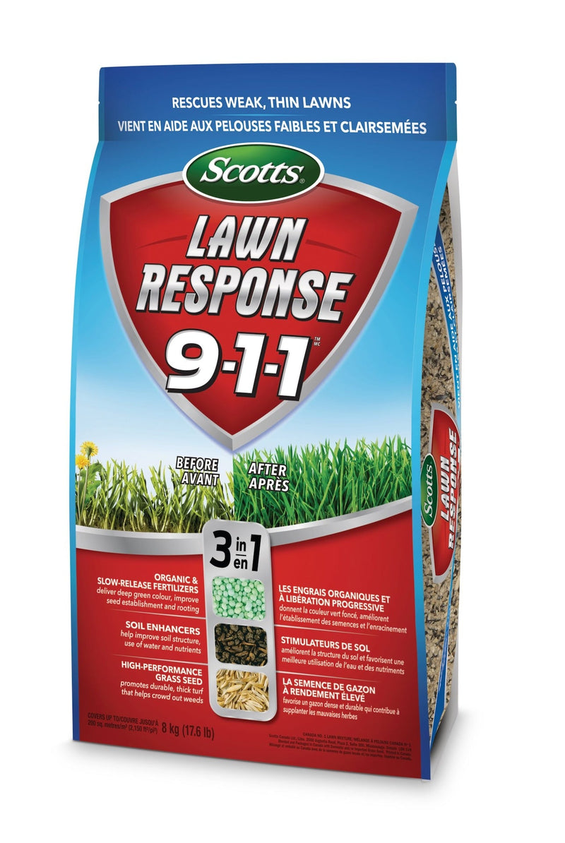 Scotts Lawn Response 3-in-1 Grass Seed & Fertilizer Mix, 9-1-1, 8-kg M6