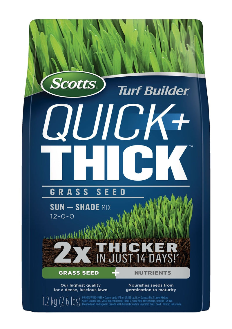 Scotts Turf Builder Quick + Thick Sun—Shade Grass Seed & Fertilizer Mix, 1.2-kg I1